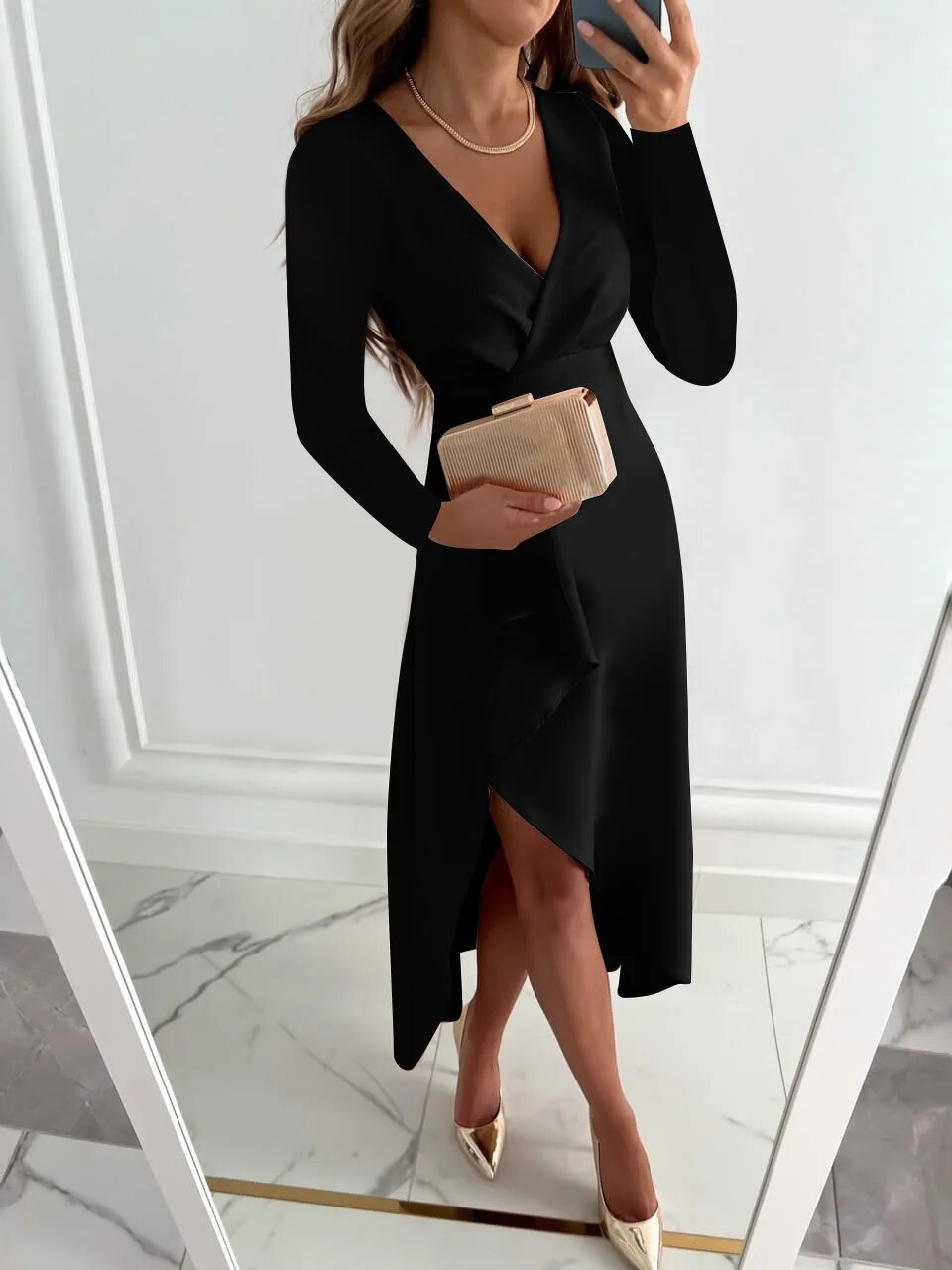 Jurey™ – Elegantes Midikleid mit V-Ausschnitt und Schlitzdesign – Isabels Modehaus (Bild 2)
