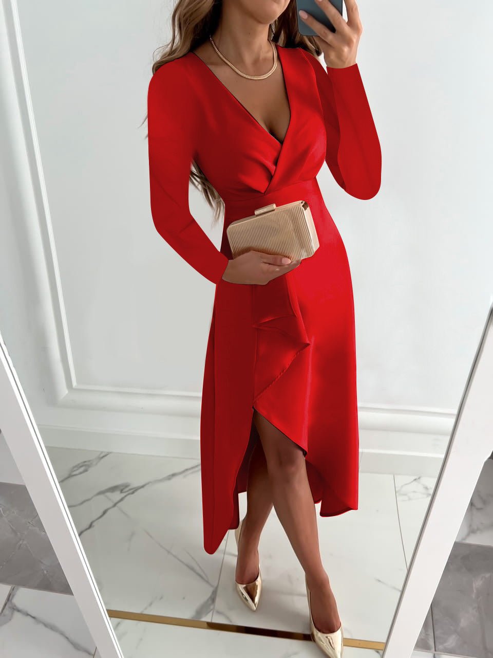 Jurey™ – Elegantes Midikleid mit V-Ausschnitt und Schlitzdesign – Isabels Modehaus (Bild 3)