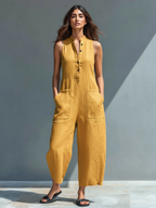 Walburga | Ärmellose Leinen Latzhose – Isabels Modehaus (Bild 6)
