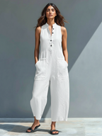 Walburga | Ärmellose Leinen Latzhose – Isabels Modehaus (Bild 7)