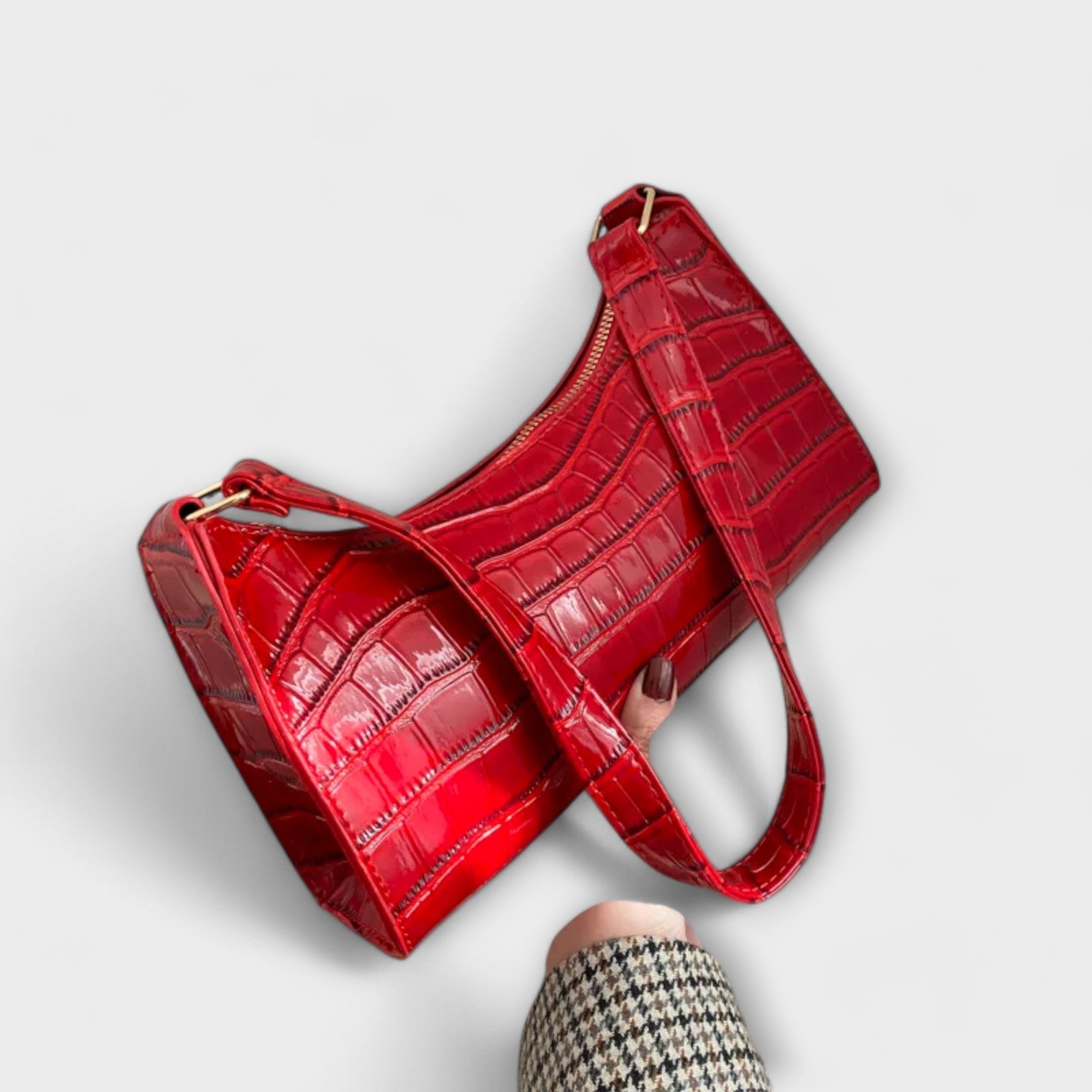 Olivia - Glänzende Lederhandtasche – Isabels Modehaus