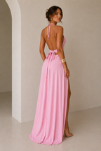 Lilli | Stilvolles Neckholder-Maxikleid mit Hohem Schlitz