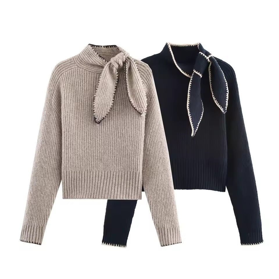 Jessie |Elegant Tie-Neck Knit