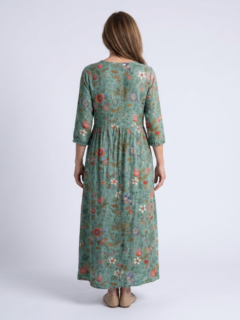 Marina | Florales V-Ausschnitt Maxikleid mit Dreiviertelärmel – Isabels Modehaus (Bild 3)