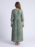 Marina | Florales V-Ausschnitt Maxikleid mit Dreiviertelärmel – Isabels Modehaus (Bild 3)