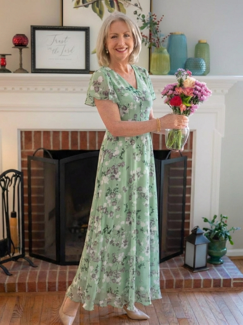 Ismeria | Florales Chiffon Maxikleid – Isabels Modehaus (Bild 8)