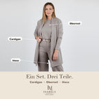 Dreiteiliges Lounge-Set: Cardigan, Oberteil und Hose