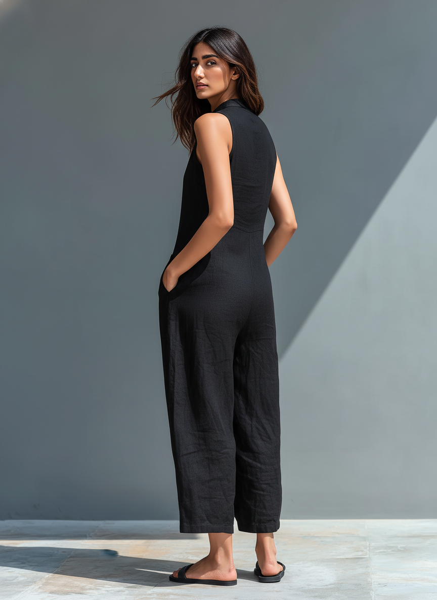 Walburga | Ärmellose Leinen Latzhose – Isabels Modehaus (Bild 2)