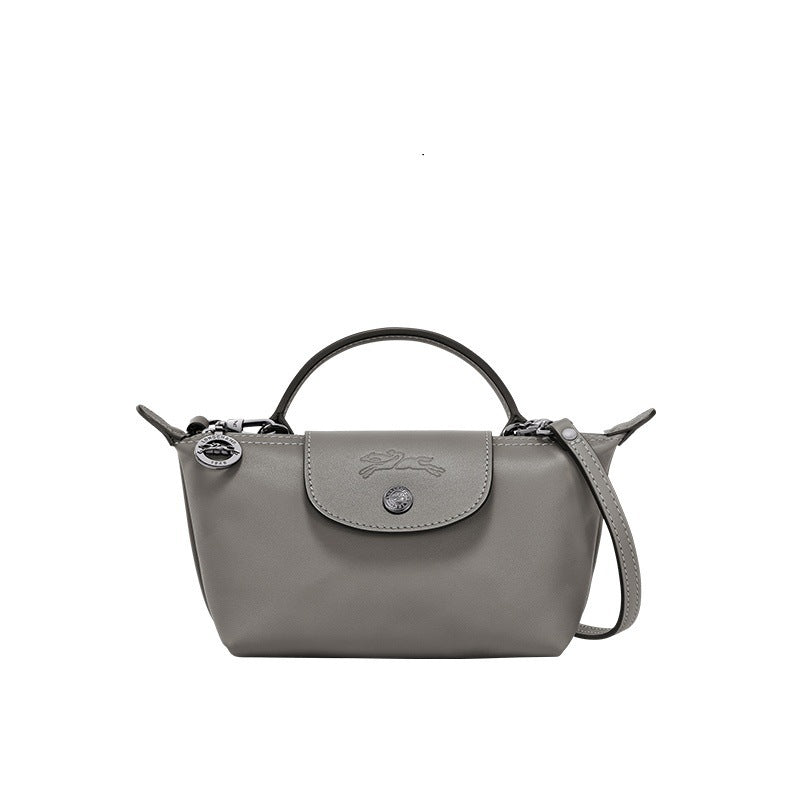 Mini Leder Longchamp Tasche - Grau – Isabels Modehaus