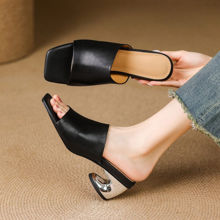 Virelle Curve Leder Mules mit Absatz – Isabels Modehaus (Bild 7)