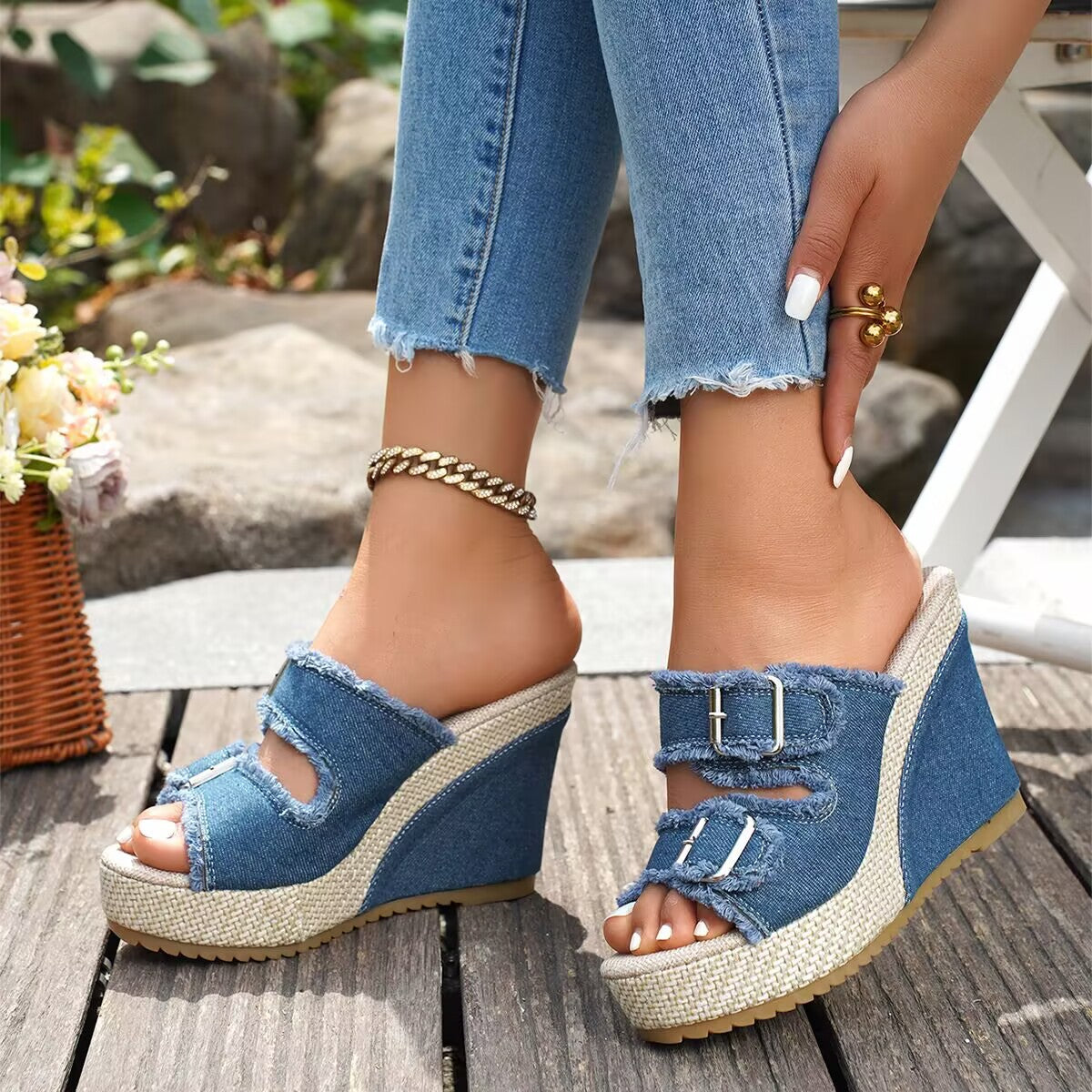 Atelier | Frayed Edge Wedge Sandalen – Isabels Modehaus (Bild 5)