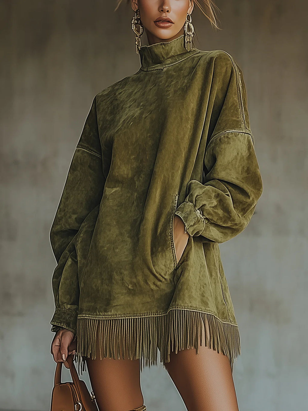 Janine™ - Langärmeliges Minikleid mit Fransen – Isabels Modehaus