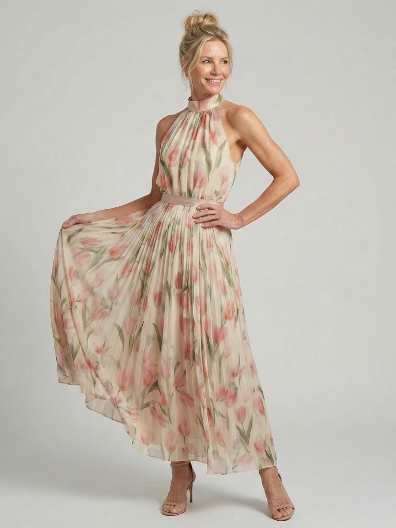 Aurelle | Halter Neck Floral Midi Kleid – Isabels Modehaus (Bild 3)
