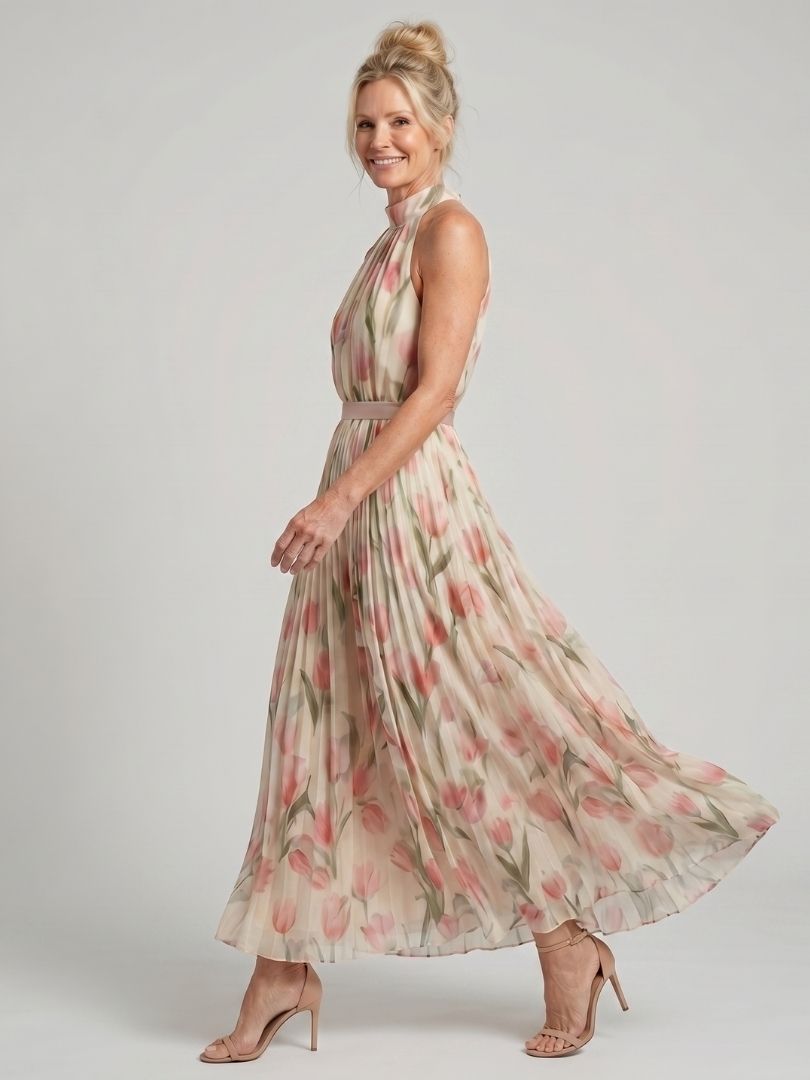 Aurelle | Halter Neck Floral Midi Kleid – Isabels Modehaus (Bild 4)