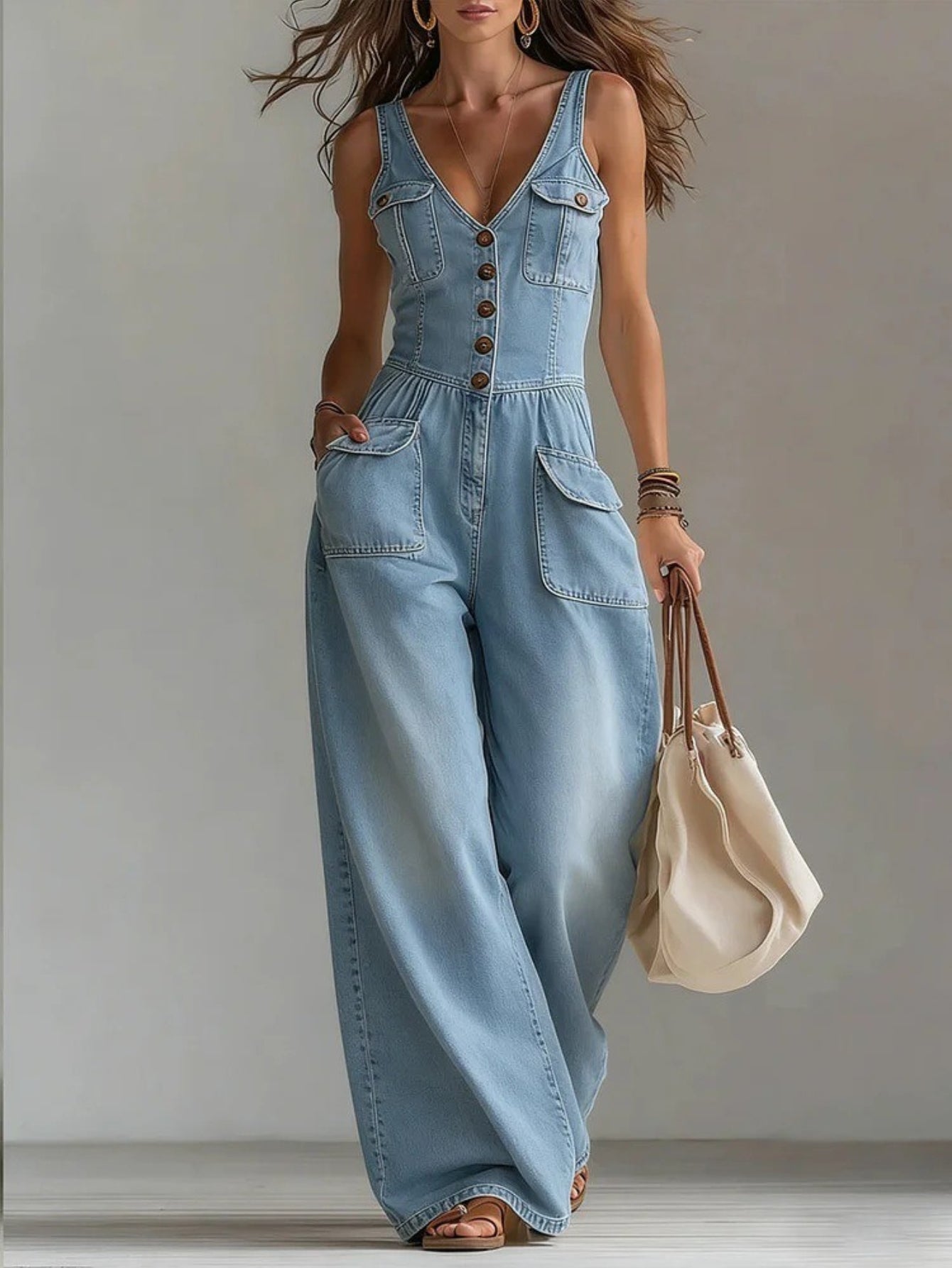 Claire | Damen V-Ausschnitt Jumpsuit – Isabels Modehaus (Bild 3)