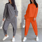 Isabel | Damen Langarm-Sweatshirts mit unregelmäßigem Saum & Hosen-Set