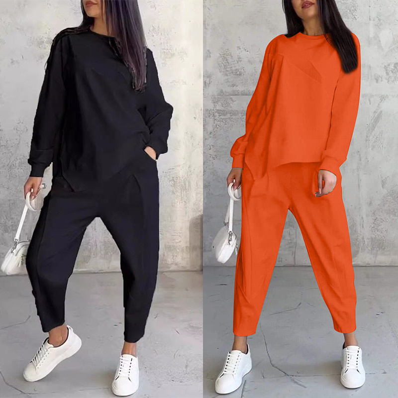 Isabel | Damen Langarm-Sweatshirts mit unregelmäßigem Saum & Hosen-Set
