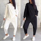 Isabel | Damen Langarm-Sweatshirts mit unregelmäßigem Saum & Hosen-Set