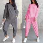 Isabel | Damen Langarm-Sweatshirts mit unregelmäßigem Saum & Hosen-Set