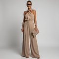 Fleurien | Damen-Jumpsuit mit Neckholder und weitem Bein