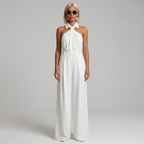Fleurien | Damen-Jumpsuit mit Neckholder und weitem Bein