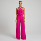 Fleurien | Damen-Jumpsuit mit Neckholder und weitem Bein