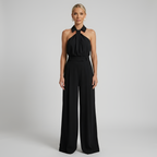 Fleurien | Damen-Jumpsuit mit Neckholder und weitem Bein