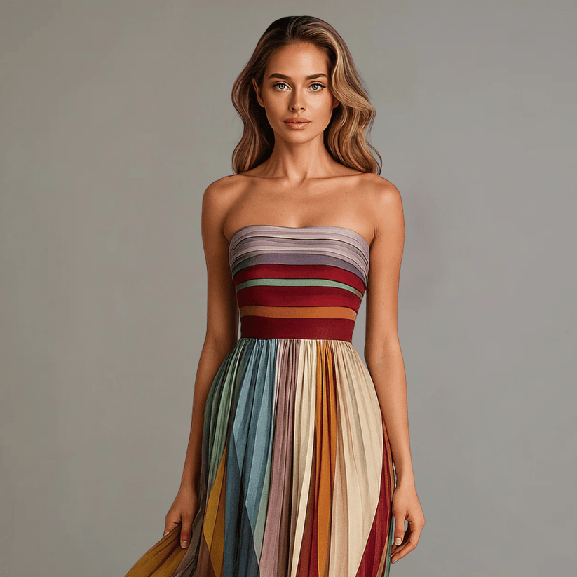 Hildegard | Langes Buntes Kleid ohne Ärmel – Isabels Modehaus (Bild 4)