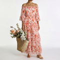 ROSALIE | FLORALER RÜSCHEN-MAXIKLEID – Isabels Modehaus