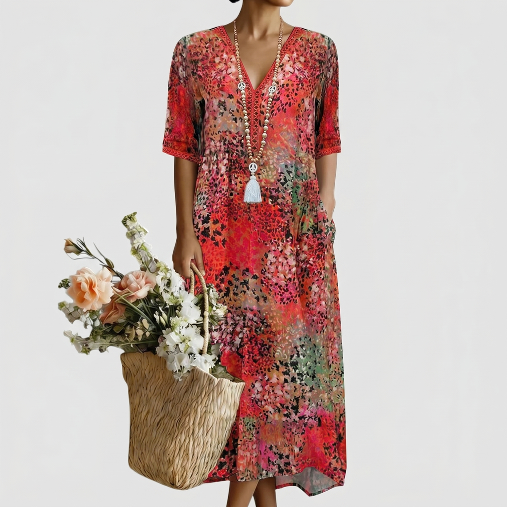 ANNA | VIBRANT MIDI KLEID – Isabels Modehaus