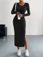 Luxe™ - Geripptes Langärmeliges Bodycon-Kleid aus Strick – Isabels Modehaus (Bild 3)