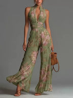 ZARIKA | Plissierter Neckholder-Jumpsuit mit Weitem Bein – Isabels Modehaus (Bild 9)