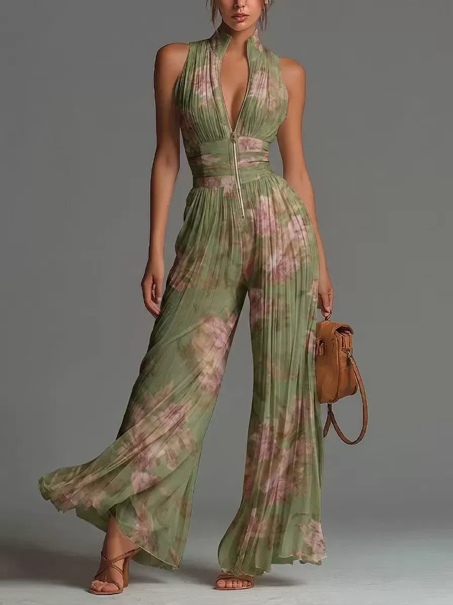 ZARIKA | Plissierter Neckholder-Jumpsuit mit Weitem Bein – Isabels Modehaus (Bild 9)