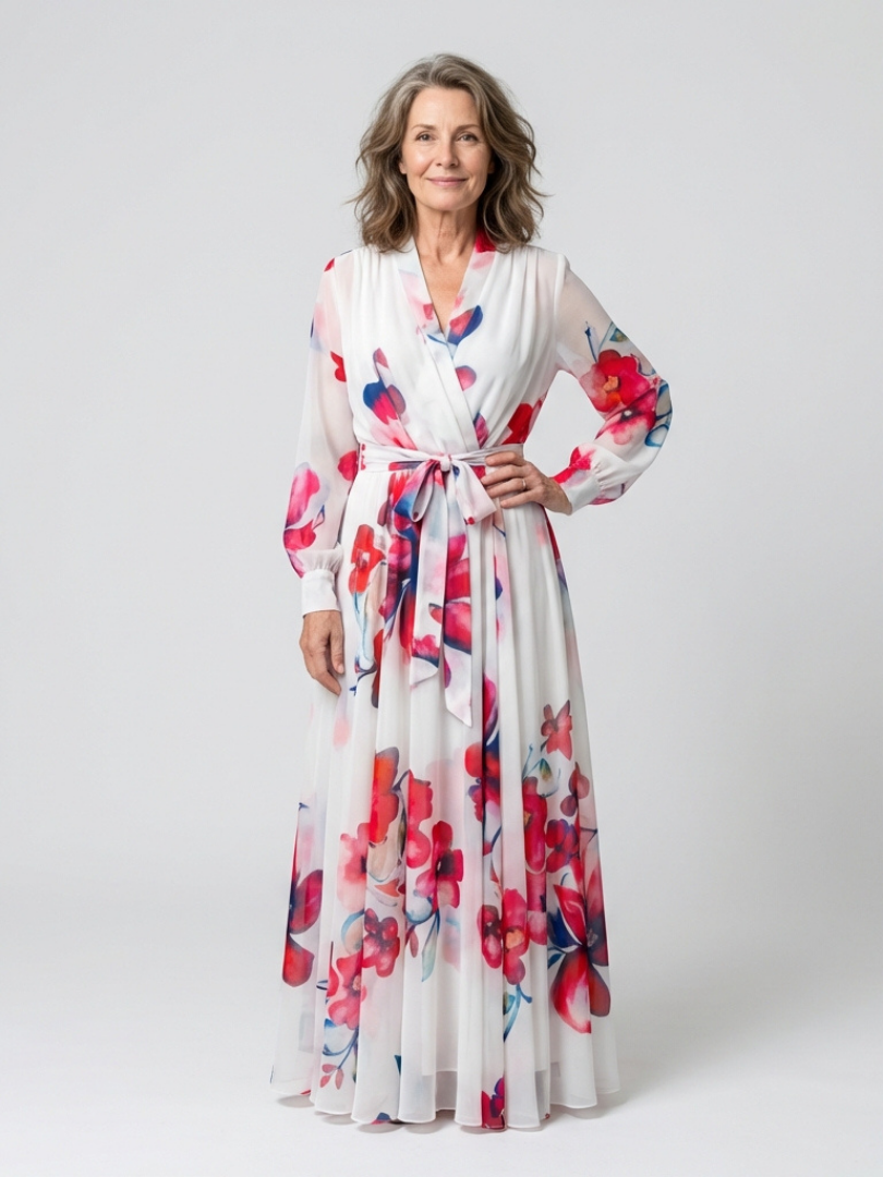 Lillian | Florales Maxikleid mit langen Ärmeln – Isabels Modehaus