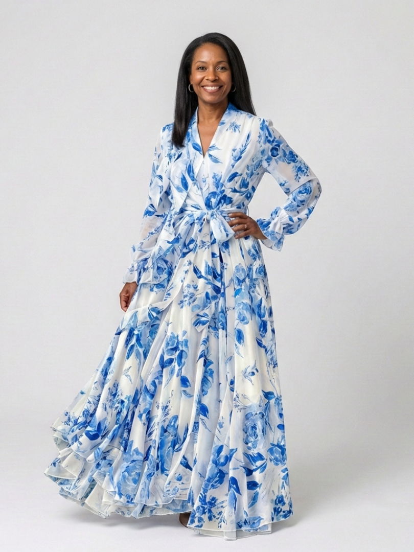 Lillian | Florales Maxikleid mit langen Ärmeln – Isabels Modehaus (Bild 2)