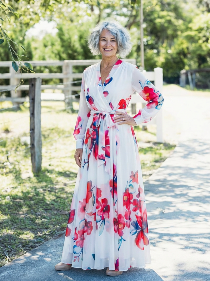 Lillian | Florales Maxikleid mit langen Ärmeln – Isabels Modehaus (Bild 7)