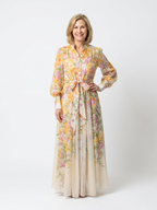 Cressida | Florales, transparentes Maxikleid mit langen Ärmeln – Isabels Modehaus