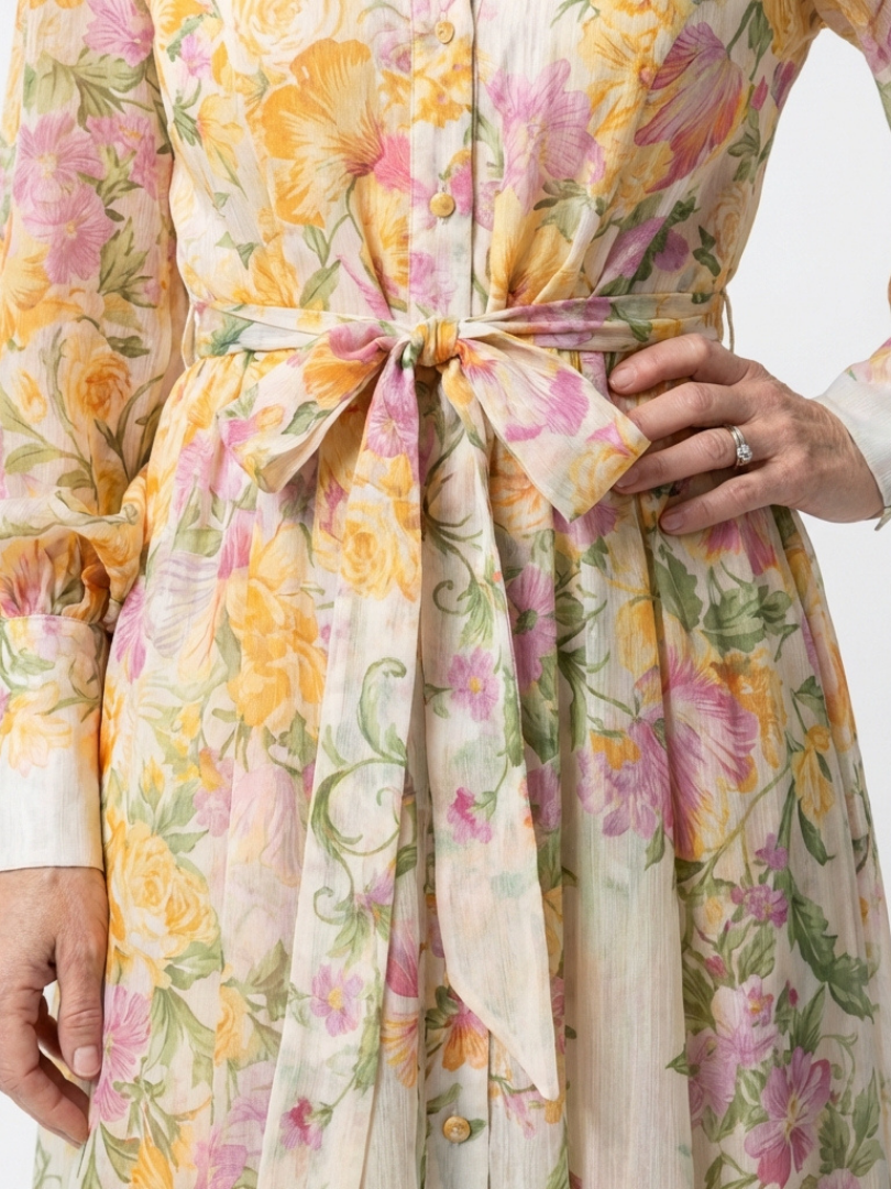 Cressida | Florales, transparentes Maxikleid mit langen Ärmeln – Isabels Modehaus (Bild 3)