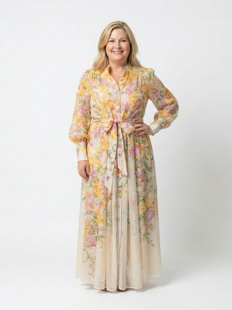 Cressida | Florales, transparentes Maxikleid mit langen Ärmeln – Isabels Modehaus (Bild 4)