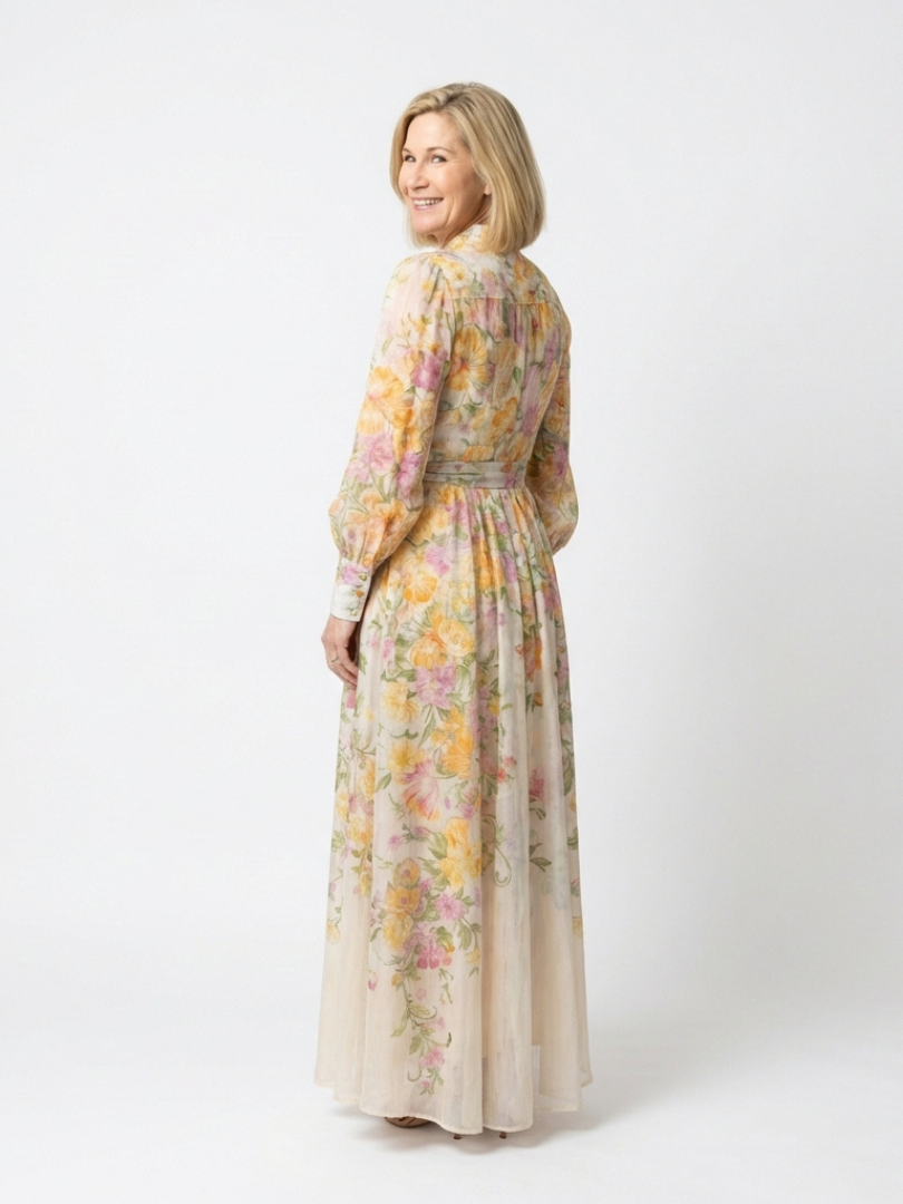 Cressida | Florales, transparentes Maxikleid mit langen Ärmeln – Isabels Modehaus (Bild 2)