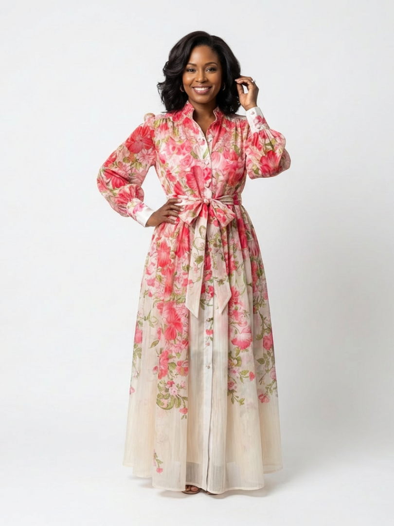 Cressida | Floral Transparente Langarm Maxi-Kleid – Isabels Modehaus (Bild 5)