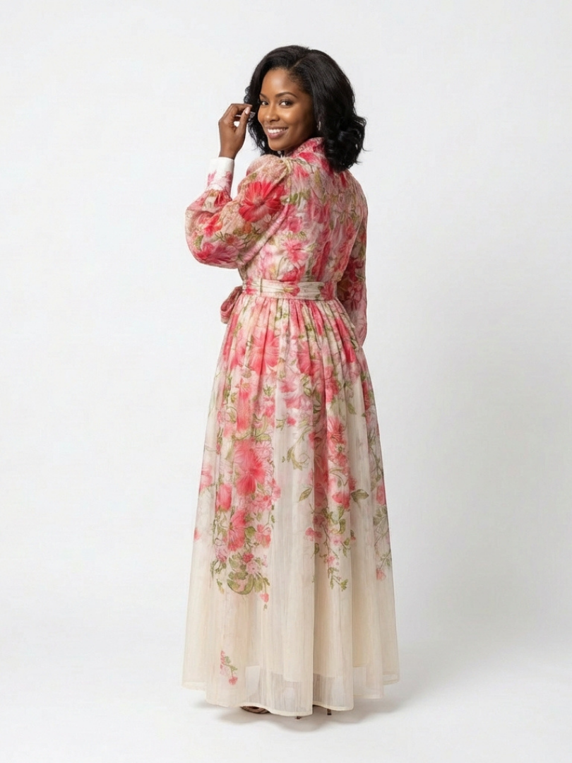 Cressida | Floral Transparente Langarm Maxi-Kleid – Isabels Modehaus (Bild 6)