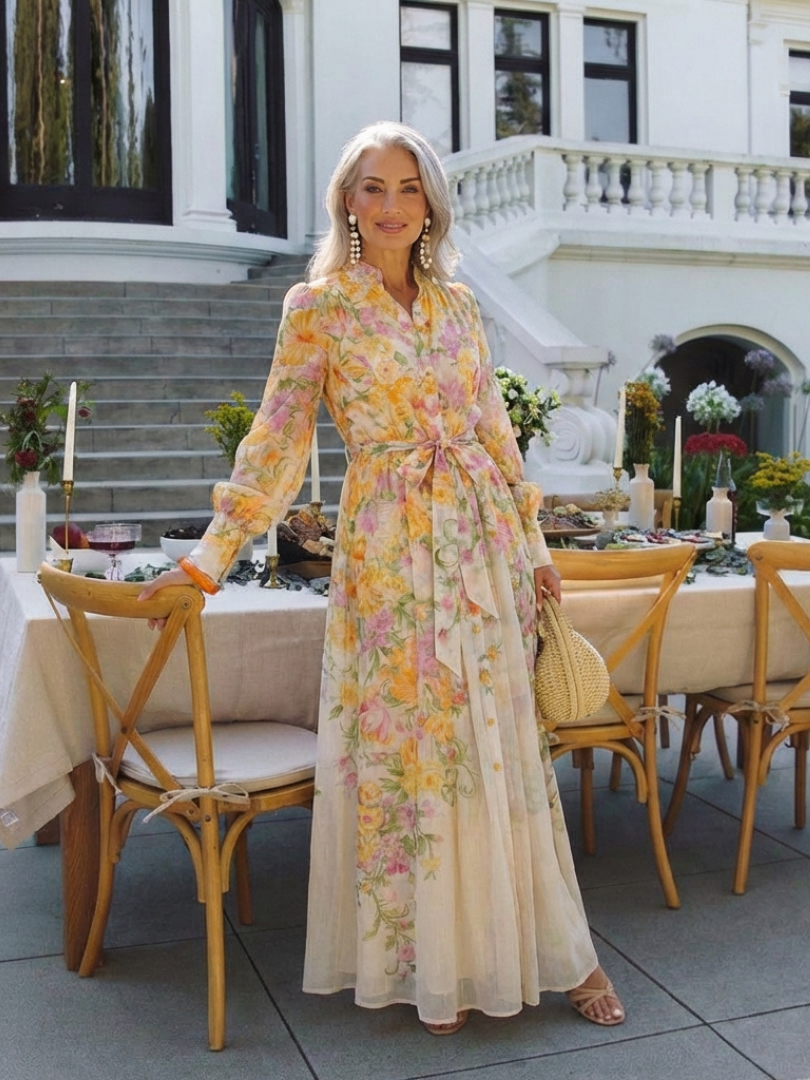 Cressida | Floral Transparente Langarm Maxi-Kleid – Isabels Modehaus (Bild 8)