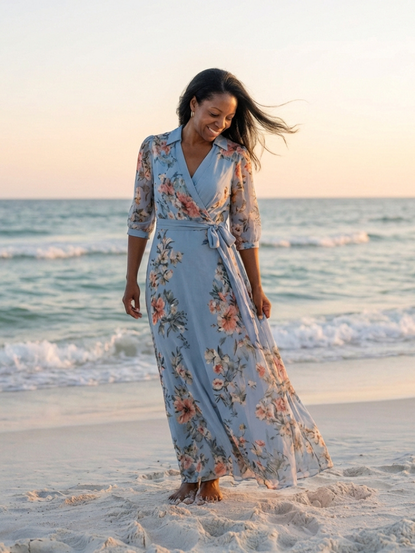 Elowen | Floral Wrap V Neck Maxi Dress – Isabels Modehaus (Bild 6)